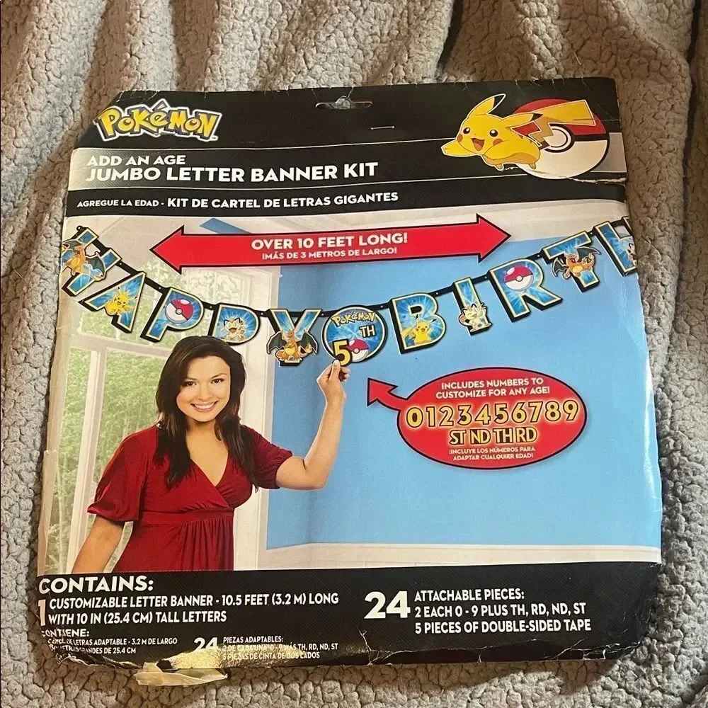 Vintage Pokémon Jumbo Letter Banner Kit - Multicolor